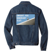 Dwight You Ignorant Poster Cool Men Denim Jacket | Artistshot