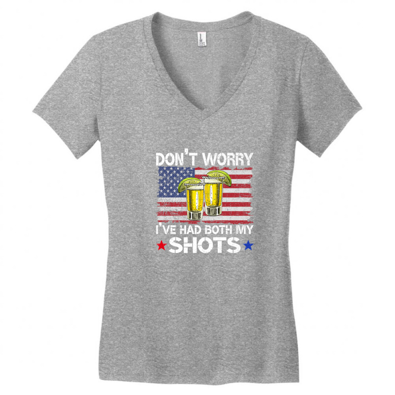 Don't Worry I've Had Both My Shots Funny Us Flag Women's V-Neck T-Shirt by asheeelaydif | Artistshot