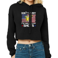 Don't Worry I've Had Both My Shots Funny Us Flag Cropped Hoodie | Artistshot