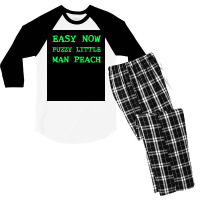 Easy Now Fuzzy Little Man Peach Poster Quote Men's 3/4 Sleeve Pajama Set | Artistshot