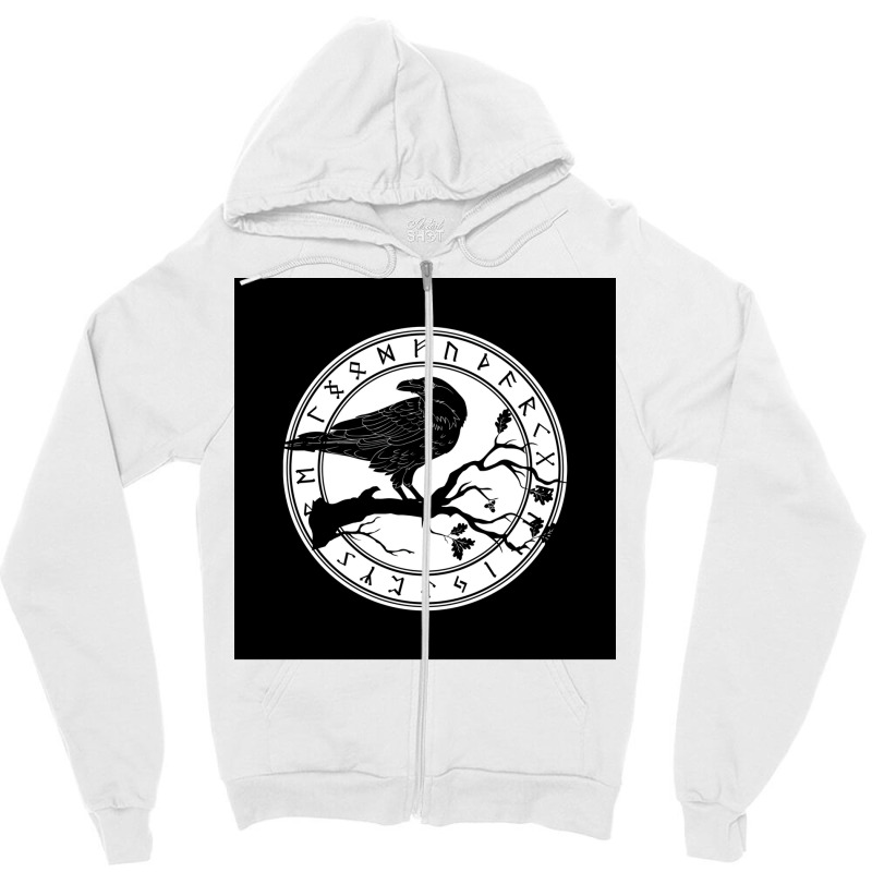 Raven Of Odin Norse Runes Tattoo Viking  Cool Tumblr Zipper Hoodie | Artistshot