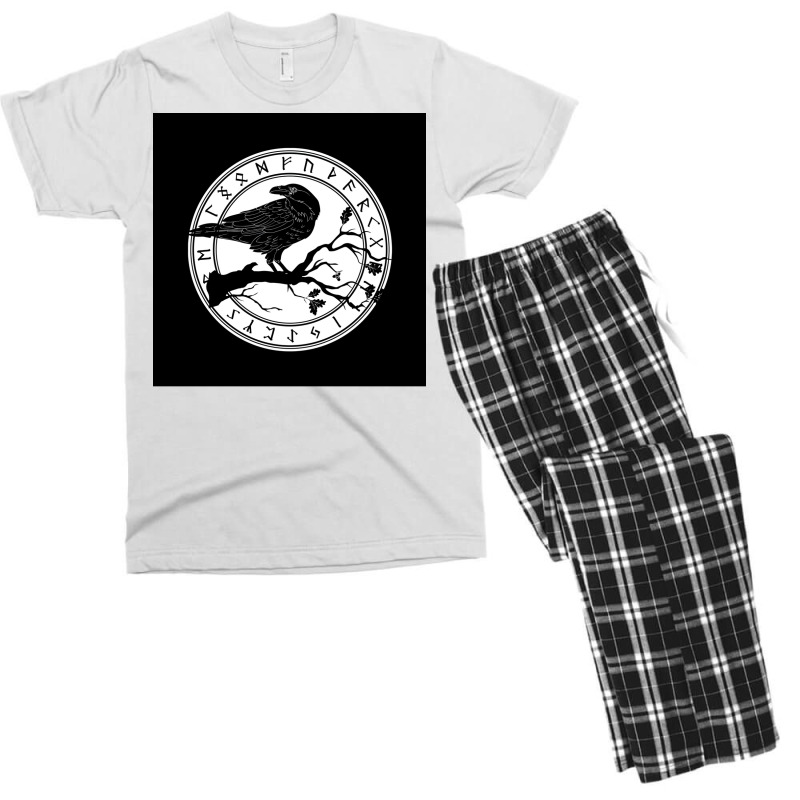 Raven Of Odin Norse Runes Tattoo Viking  Cool Tumblr Men's T-shirt Pajama Set | Artistshot