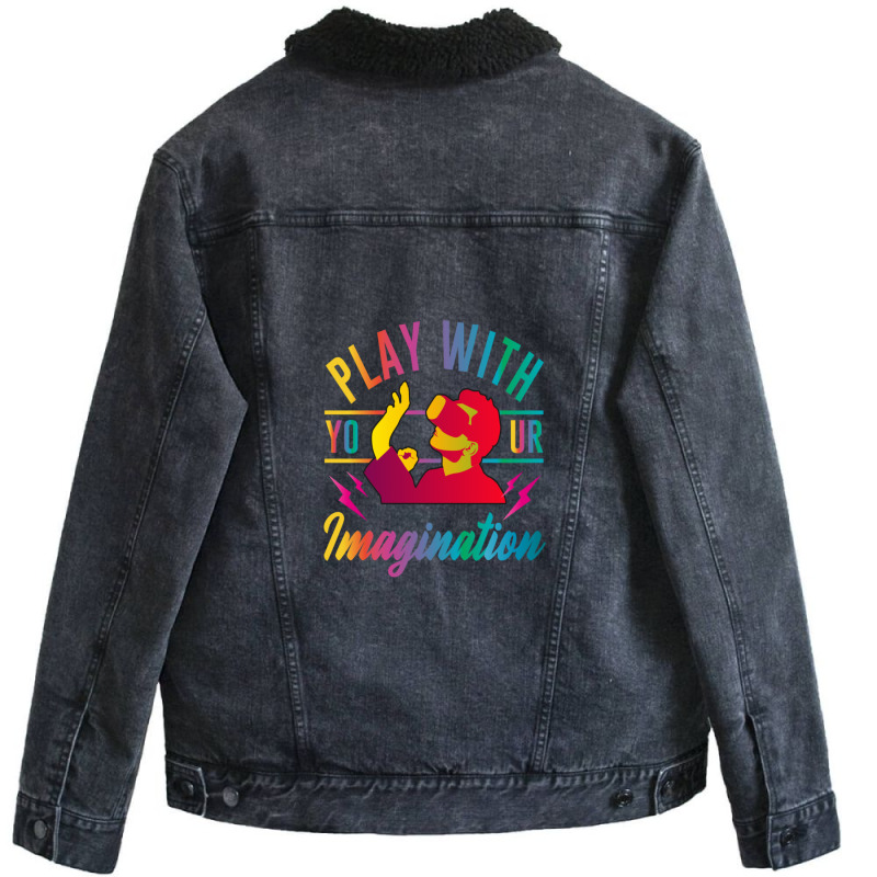 Play With Your Imagination Unisex Sherpa-Lined Denim Jacket by ThomasWaters | Artistshot