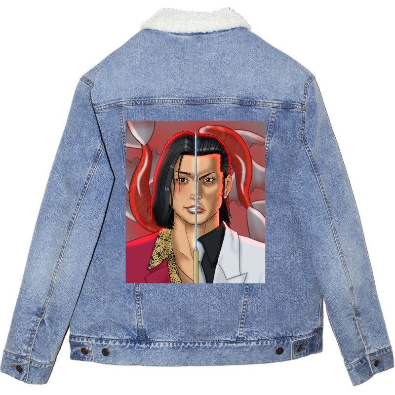 Nishiki Split Digital Portrait 1 Unisex Sherpa-Lined Denim Jacket by SandraMarianela | Artistshot