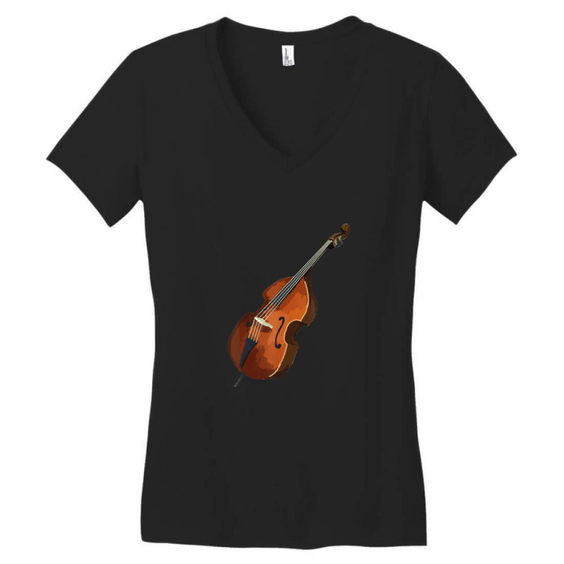 Contrabass Double Bass Music S Women's V-Neck T-Shirt by JeffAVanduyn | Artistshot