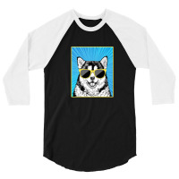 Alaskan Malamute Portrait Pop Art Mally Dog With Sunglasses 3/4 Sleeve Shirt | Artistshot