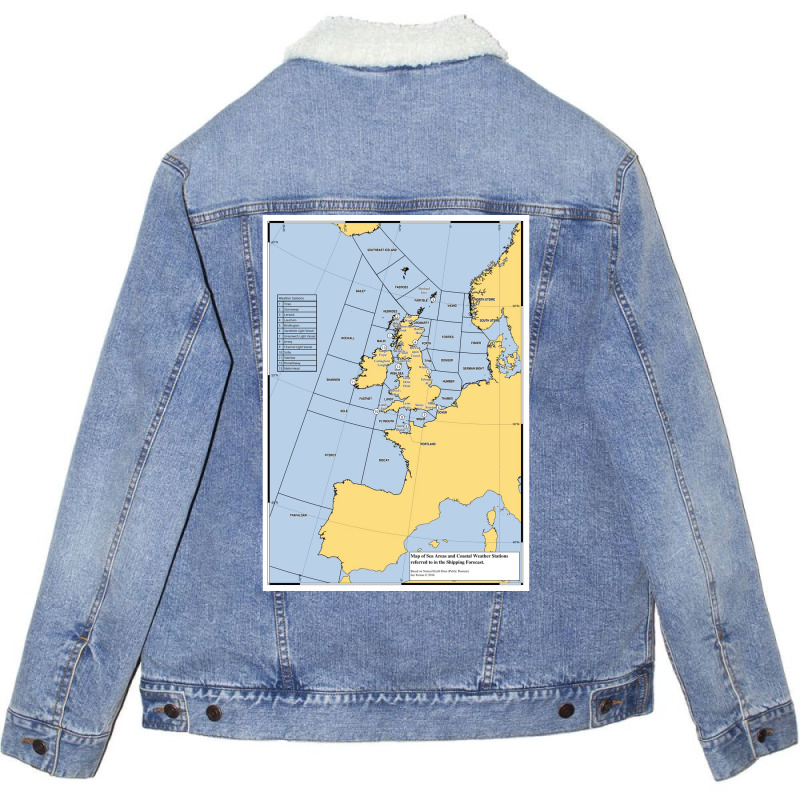 Uk Shipping Forecast Map  70s Aesthetic Unisex Sherpa-lined Denim Jacket | Artistshot