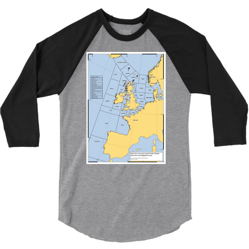 Uk Shipping Forecast Map  70s Aesthetic 3/4 Sleeve Shirt | Artistshot