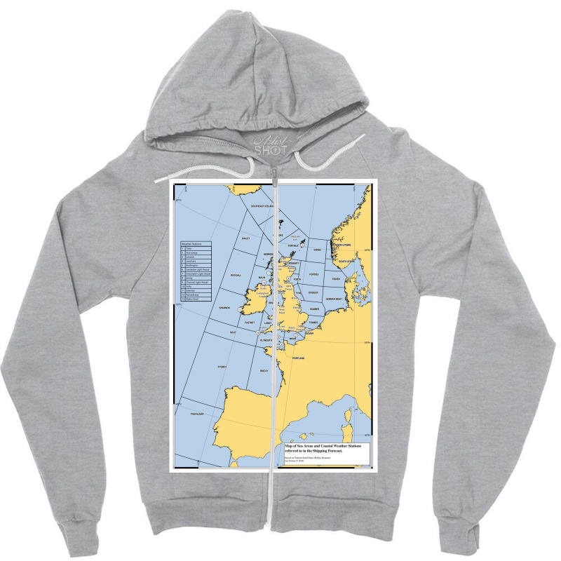 Uk Shipping Forecast Map  70s Aesthetic Zipper Hoodie | Artistshot