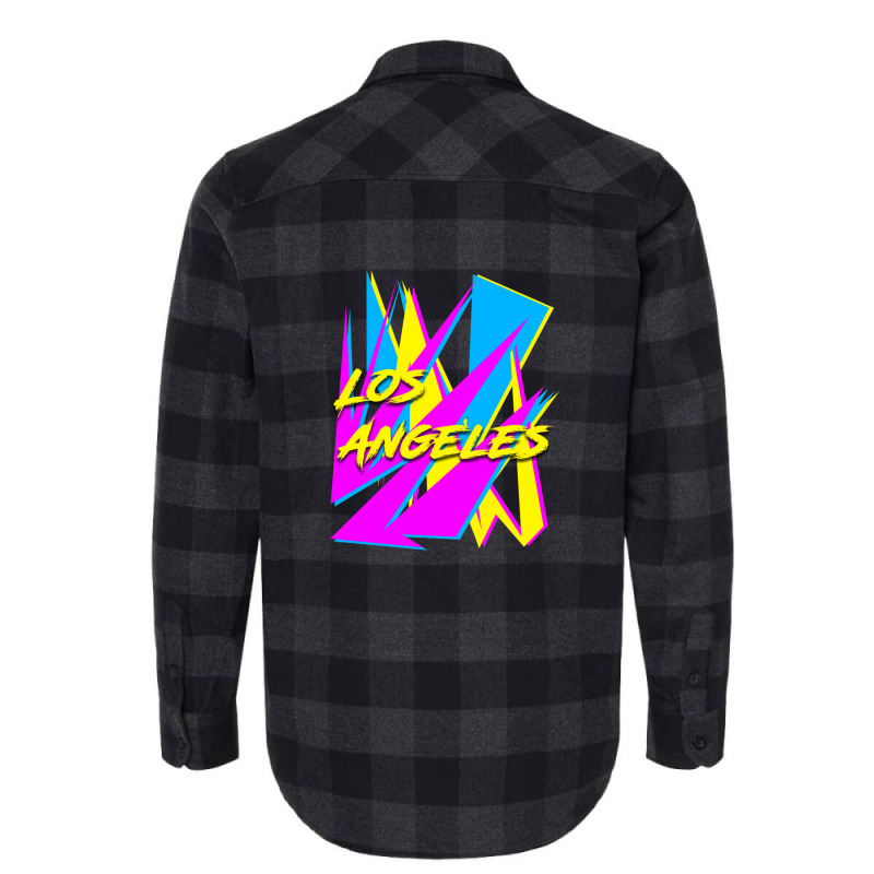 Los Angeles Retrowave Sharp Angles Cmyk Neon 80s Edition 1 Flannel Shirt by BeckiePage | Artistshot