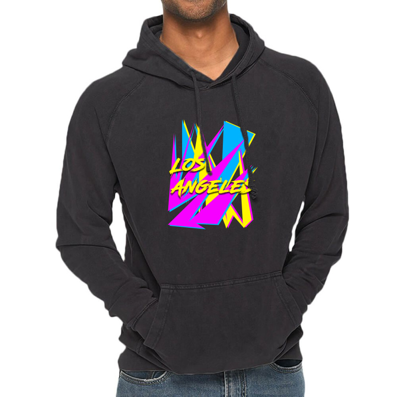 Los Angeles Retrowave Sharp Angles Cmyk Neon 80s Edition 1 Vintage Hoodie by BeckiePage | Artistshot