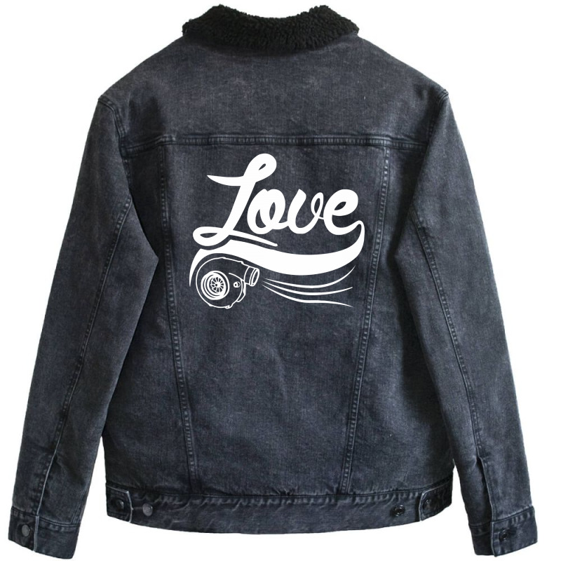 Love Turbocharger Funny Unisex Sherpa-Lined Denim Jacket by candrashop | Artistshot