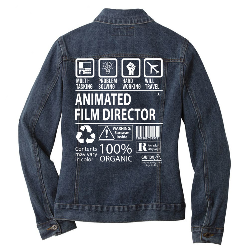 Animated Film Director T   Multitasking Certified Job Gift Item Tee Ladies Denim Jacket by bygghalmix | Artistshot