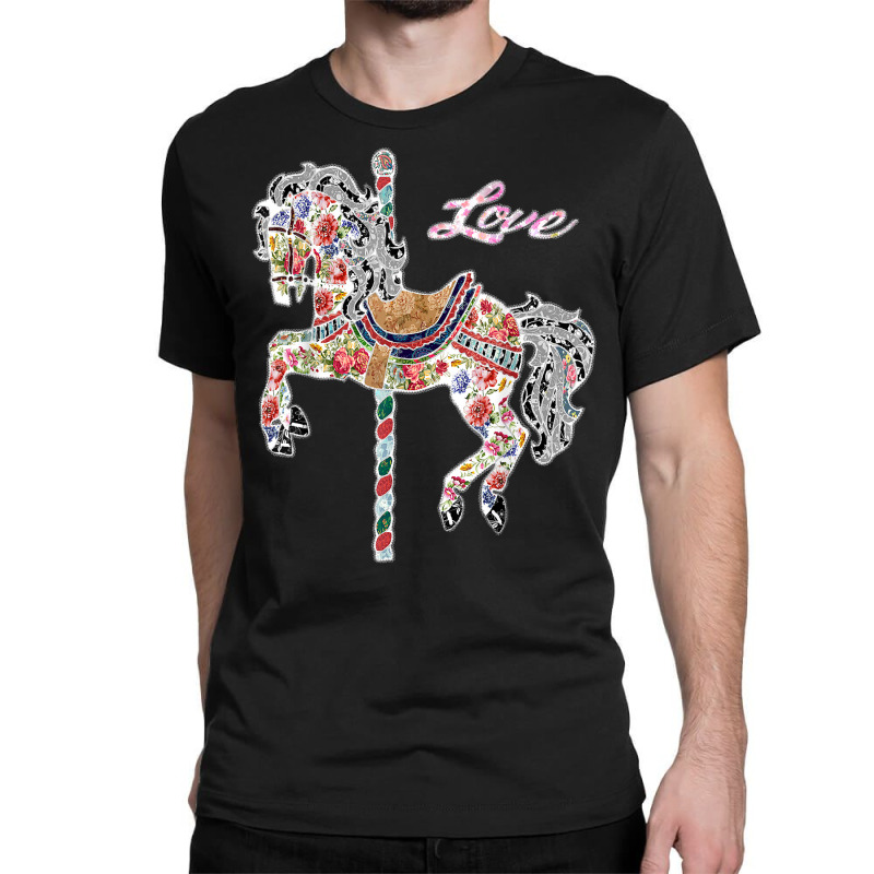 Carousel Horse Vintage Illustration Quilting Style Shirt. Classic T-shirt | Artistshot