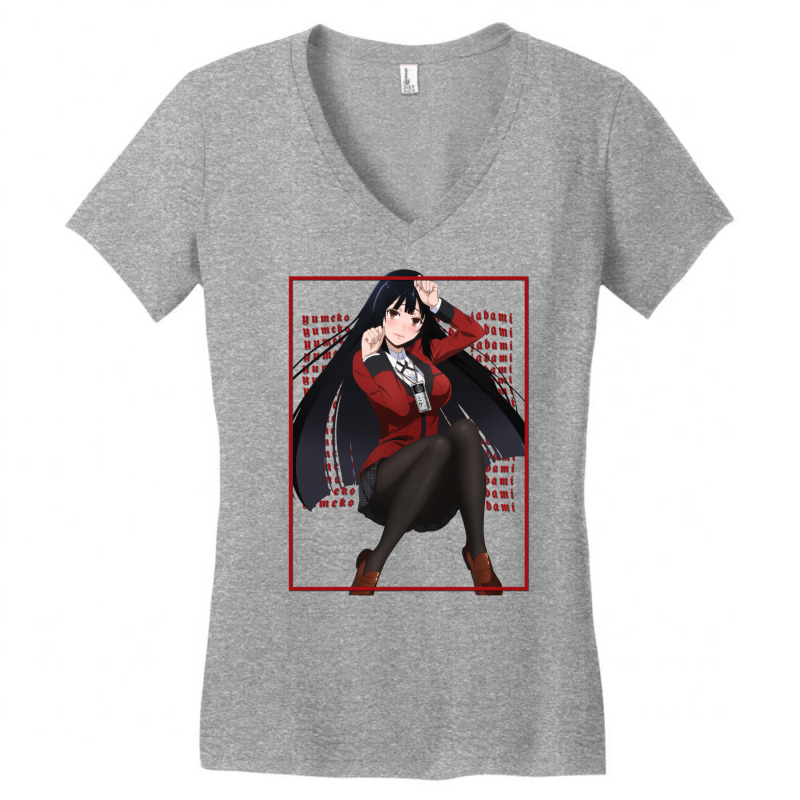 Yumeko Jabami Red Edgy Overload Women's V-Neck T-Shirt by yustycicianc | Artistshot