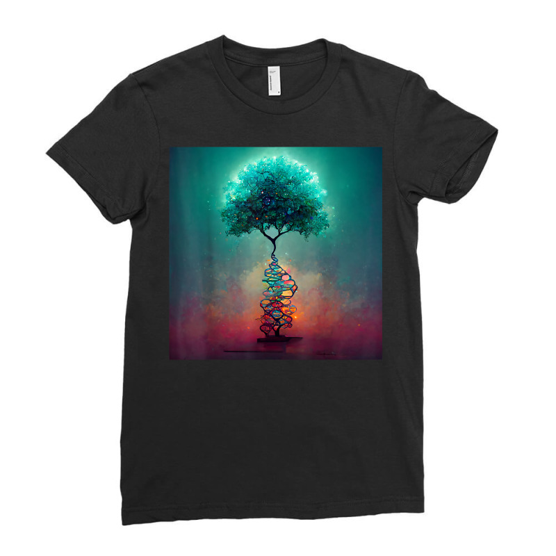 Earth Life Genetics Biologist Science Dna Tree T Shirt Ladies Fitted T-Shirt by alysestick8m7 | Artistshot