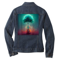 Earth Life Genetics Biologist Science Dna Tree T Shirt Ladies Denim Jacket | Artistshot