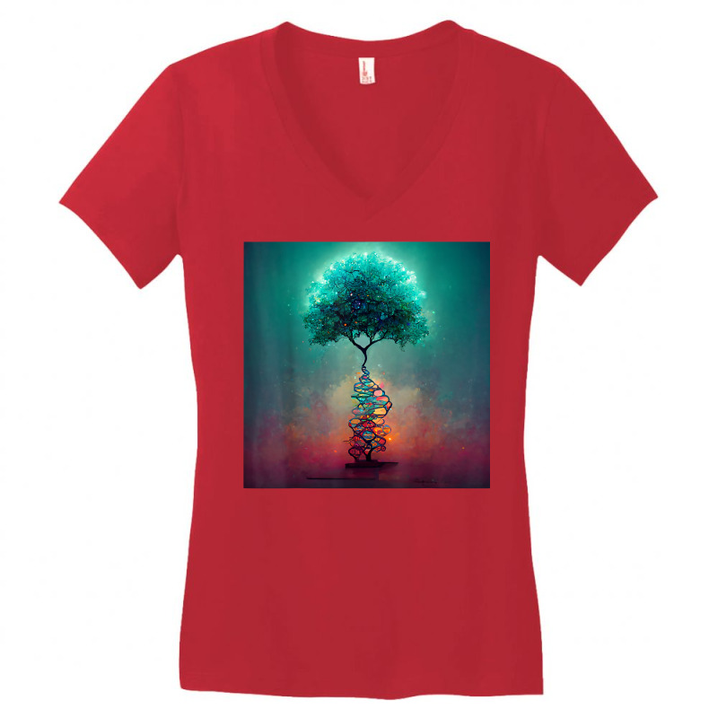 Earth Life Genetics Biologist Science Dna Tree T Shirt Women's V-Neck T-Shirt by alysestick8m7 | Artistshot