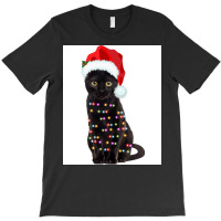 Black Cat Christmas Lights Cat Lover Christmas T-shirt | Artistshot