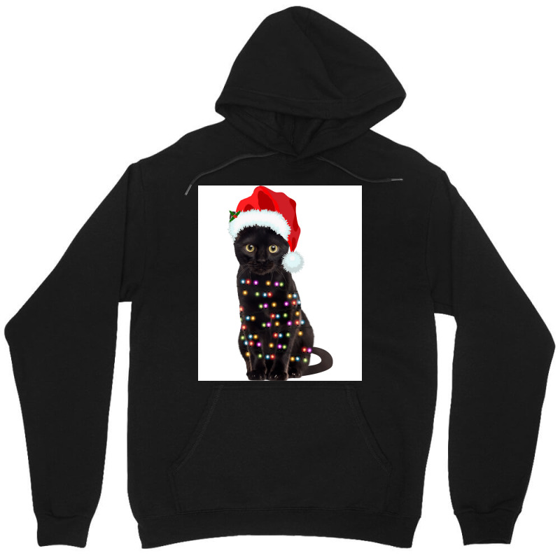 Black Cat Christmas Lights Cat Lover Christmas Unisex Hoodie | Artistshot