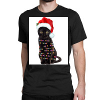 Black Cat Christmas Lights Cat Lover Christmas Classic T-shirt | Artistshot