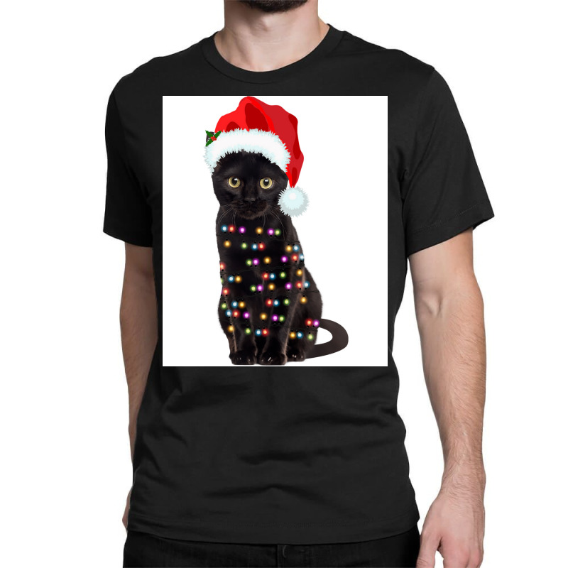 Black Cat Christmas Lights Cat Lover Christmas Classic T-shirt | Artistshot