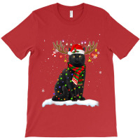 Black Cat Reindeer Christmas Light Shirt Cat Lover Christmas T-shirt | Artistshot