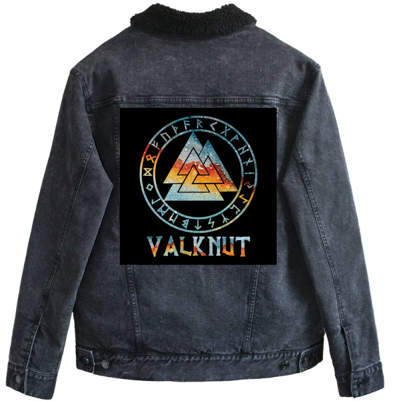 Valknut Vikingviking Norse Runes Viking  Girl Aesthetic Unisex Sherpa-lined Denim Jacket | Artistshot