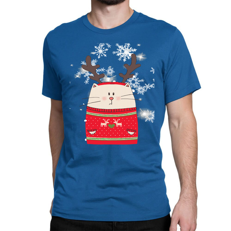 Cat Christmas Cute Cat Reindeer Christmas Costume Gift Classic T-shirt | Artistshot