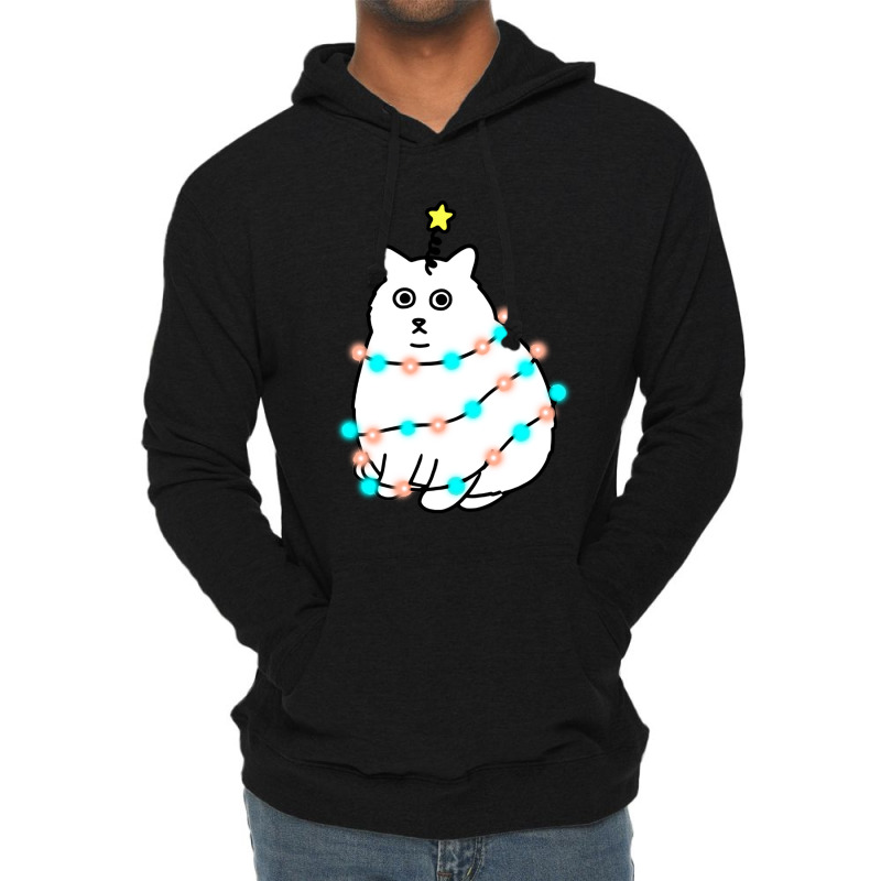 Christmas Cat Lightweight Hoodie | Artistshot