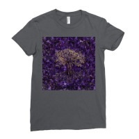 Tree Of Life Yggdrasil Amethyst And Gold  Aesthetic Yellow Ladies Fitted T-shirt | Artistshot