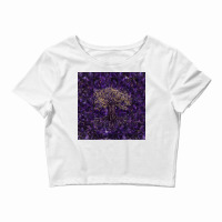 Tree Of Life Yggdrasil Amethyst And Gold  Aesthetic Yellow Crop Top | Artistshot