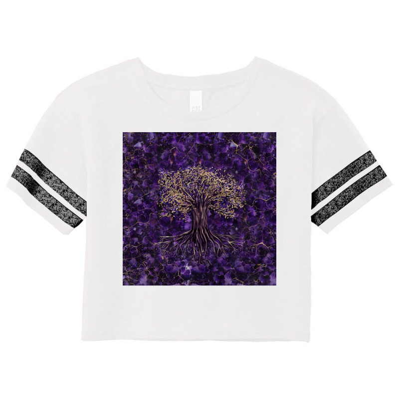 Tree Of Life Yggdrasil Amethyst And Gold  Aesthetic Yellow Scorecard Crop Tee by dobeksubichz | Artistshot