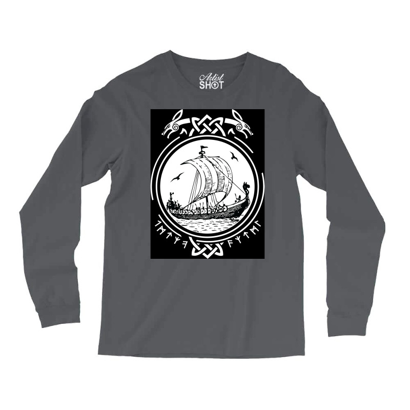 Viking Ship Boat Runes Wikinger Vikings  Quote Hippie Long Sleeve Shirts | Artistshot