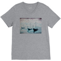 Viking Ships From The Mist  Girl Vintage Vintage V-neck Tee | Artistshot