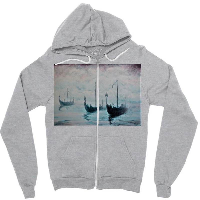 Viking Ships From The Mist  Girl Vintage Vintage Zipper Hoodie | Artistshot