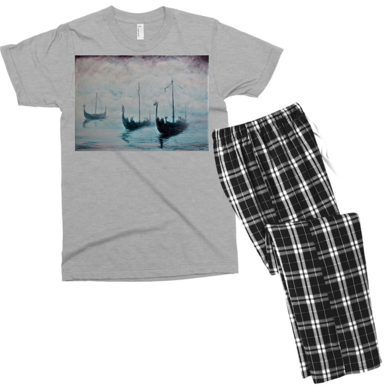 Viking Ships From The Mist  Girl Vintage Vintage Men's T-shirt Pajama Set | Artistshot