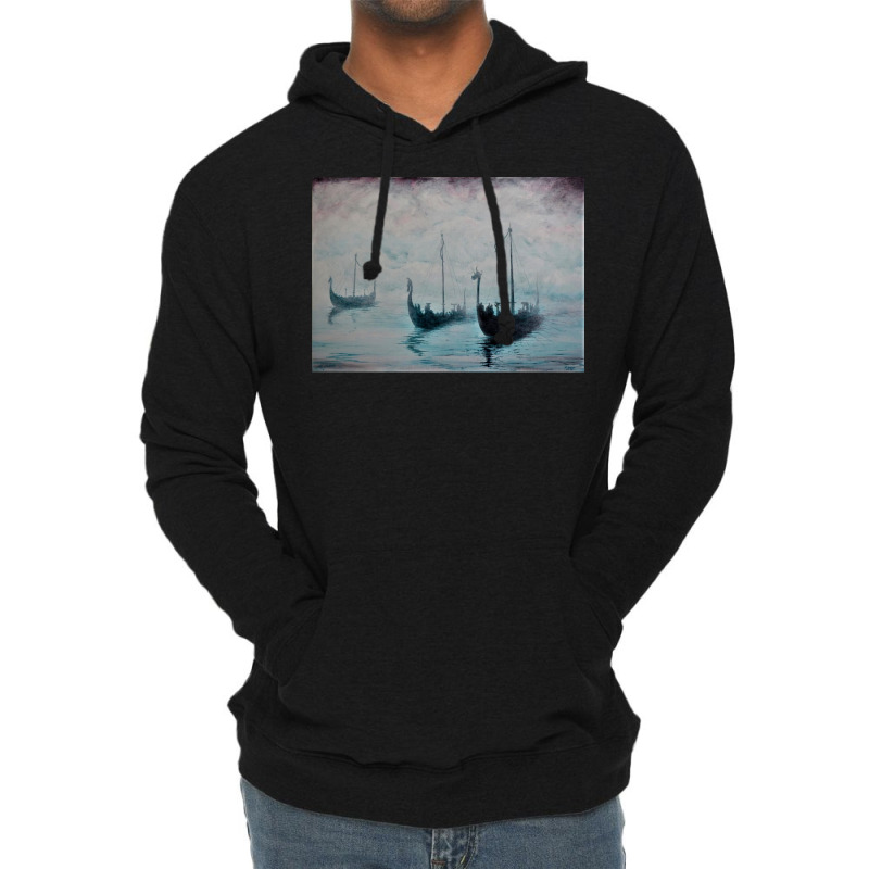 Viking Ships From The Mist  Girl Vintage Vintage Lightweight Hoodie | Artistshot