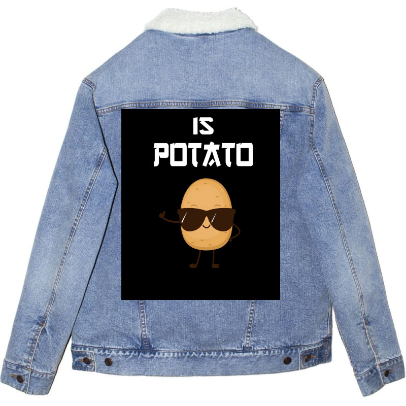 Is Potato As Seen On Late Night Television Poster Girl Unisex Sherpa-Lined Denim Jacket by ferrarperishc | Artistshot