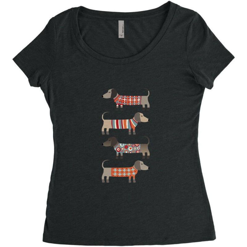 Dachshund Sausage Dogs In Sweaters Dark Women's Triblend Scoop T-shirt by PatrickDougherty | Artistshot