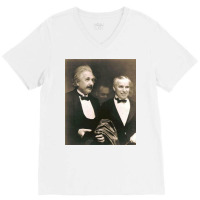 Elbert Einstein N Charlie Chaplin V-neck Tee | Artistshot