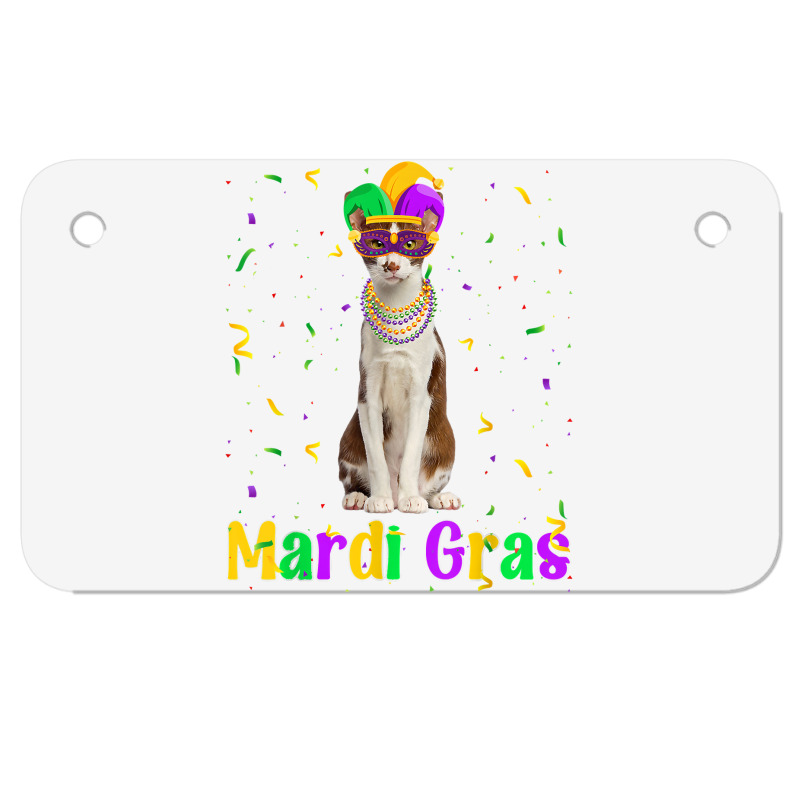 Funny Oriental Cat Mardi Gras Meowdi Gras Kitten Mask T Shirt Motorcycle License Plate | Artistshot