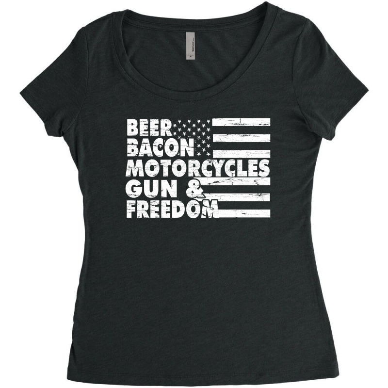 Beer Bacon Motorcycles Freedom Women's Triblend Scoop T-shirt by hoainv | Artistshot