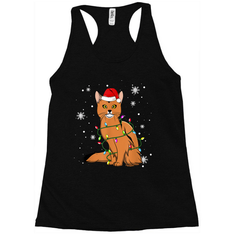 Somali Cat Christmas Lights Christmas Cat Santa Hat Racerback Tank by dianaamccray | Artistshot