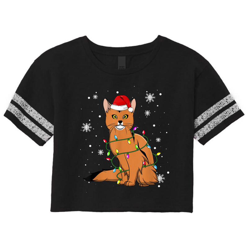 Somali Cat Christmas Lights Christmas Cat Santa Hat Scorecard Crop Tee by dianaamccray | Artistshot