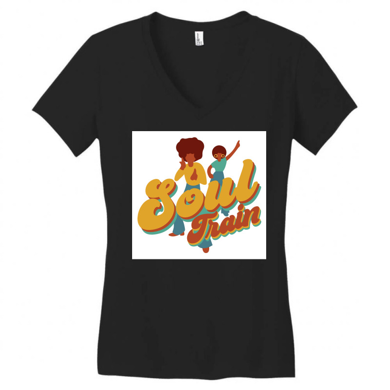 Soul Train 70s Style For Black Music Lovers Poster Travel Women's V-Neck T-Shirt by bantaymoltonr | Artistshot