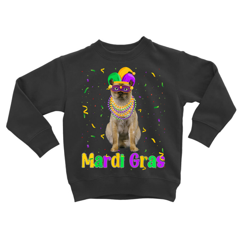 Funny Tonkinese Cat Mardi Gras Meowdi Gras Kitten Mask T Shirt Toddler Sweatshirt | Artistshot