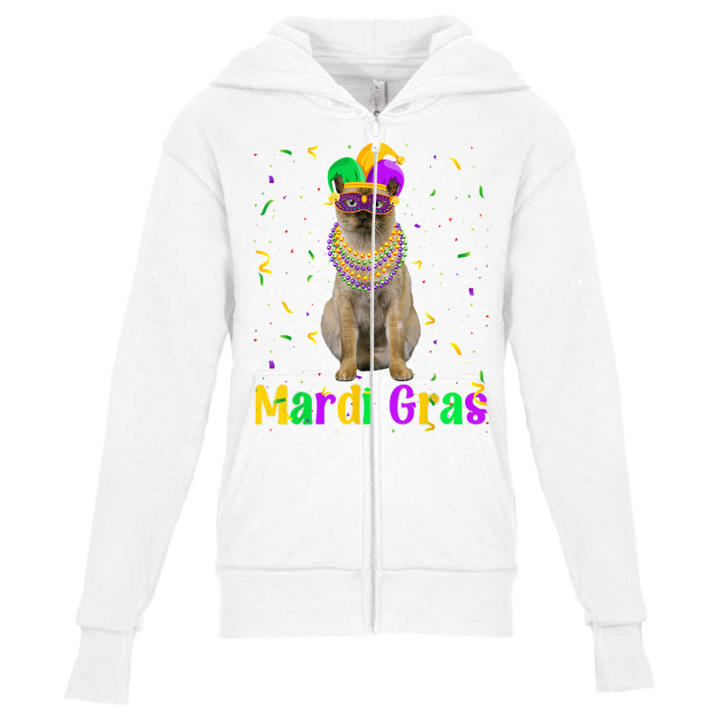 Funny Tonkinese Cat Mardi Gras Meowdi Gras Kitten Mask T Shirt Youth Zipper Hoodie | Artistshot