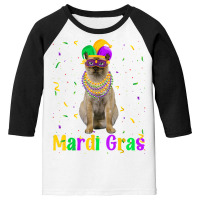 Funny Tonkinese Cat Mardi Gras Meowdi Gras Kitten Mask T Shirt Youth 3/4 Sleeve | Artistshot