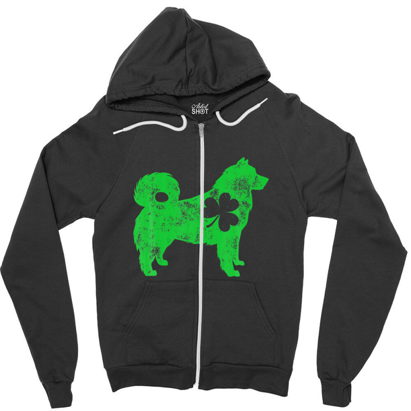 Alaskan Malamute St Patricks Day Boys Girls Shamrock Dog Zipper Hoodie | Artistshot